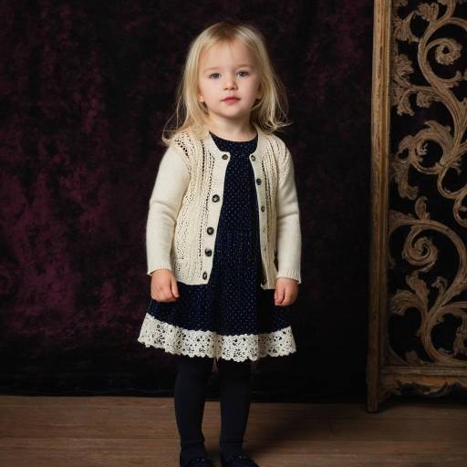 Blond Toddler Girl in Knitted Cardigan and Dress