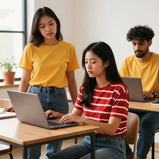Diverse Group Sitting Around Laptop