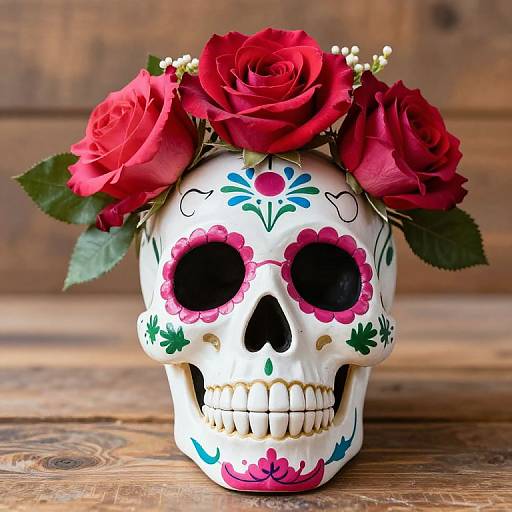 Vibrant Day of the Dead Skull Art