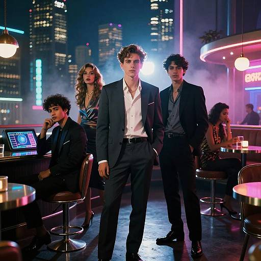 Vaporwave Neo-Noir Jazz Rooftop Portraits