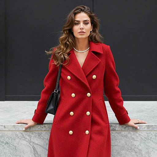 Elegant Woman in Red Coat Portrait