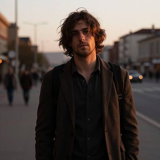 Candid European Man Golden Hour Portrait