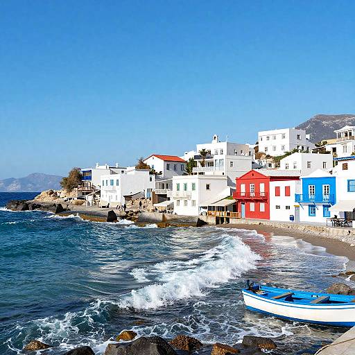 Vibrant Coastal Village in Digital Art