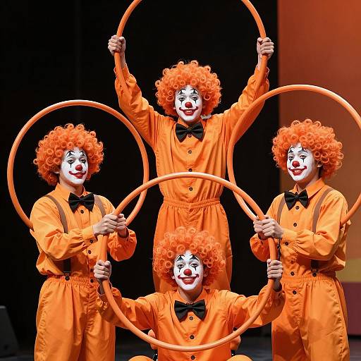 Vibrant Clowns Performing Acrobatic Act