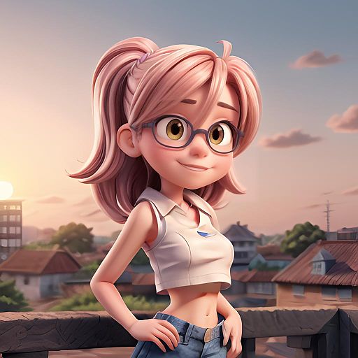 Playful Cyclops Girl in Sunset Glow
