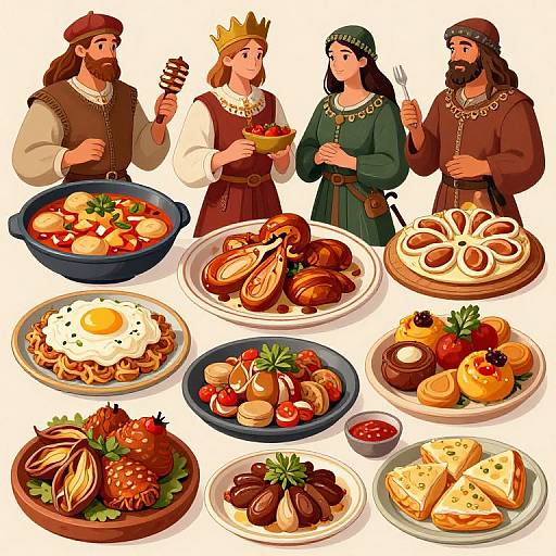 Vibrant Medieval Feast Illustration