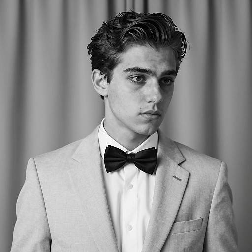 Young Man in Light Suit and Bow Tie