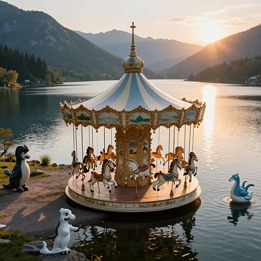 Victorian Carousel Dreamscape at Sunset