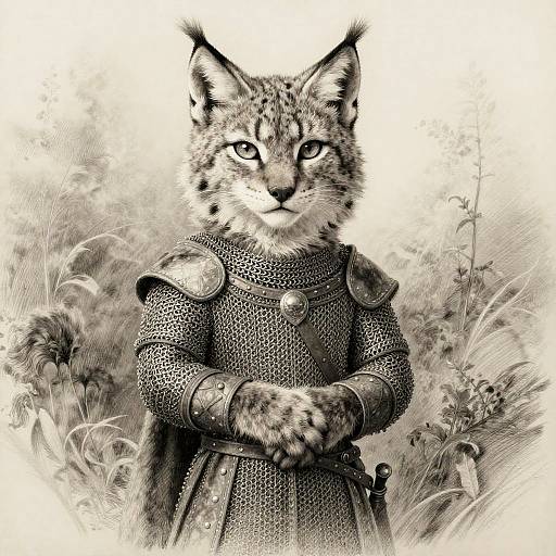 Noble Lynx Cub in Medieval Squire Attire
