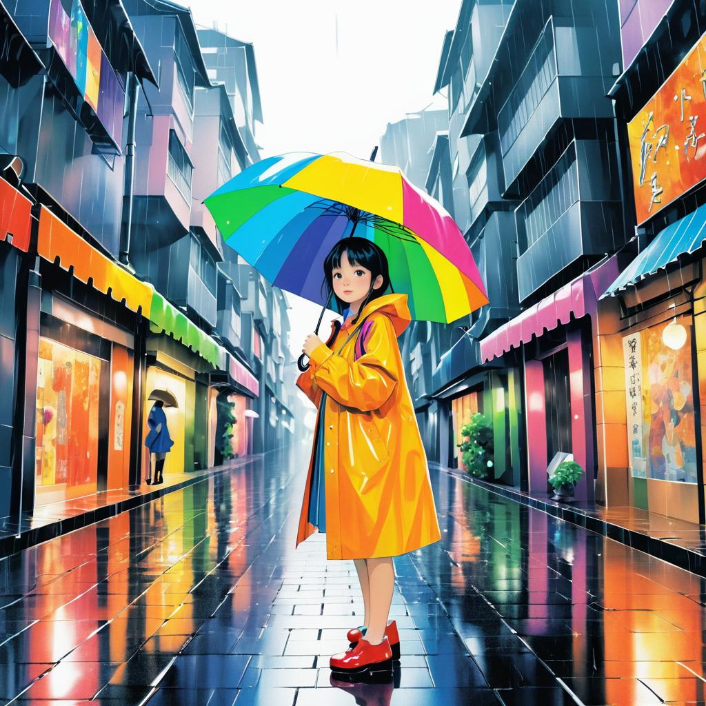 Vibrant Rainy Day Manga Illustration