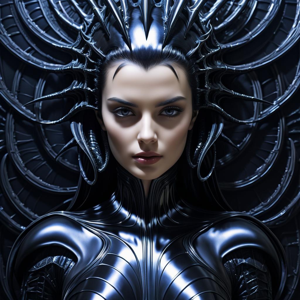 Eerie UHD Portrait in Giger's Style