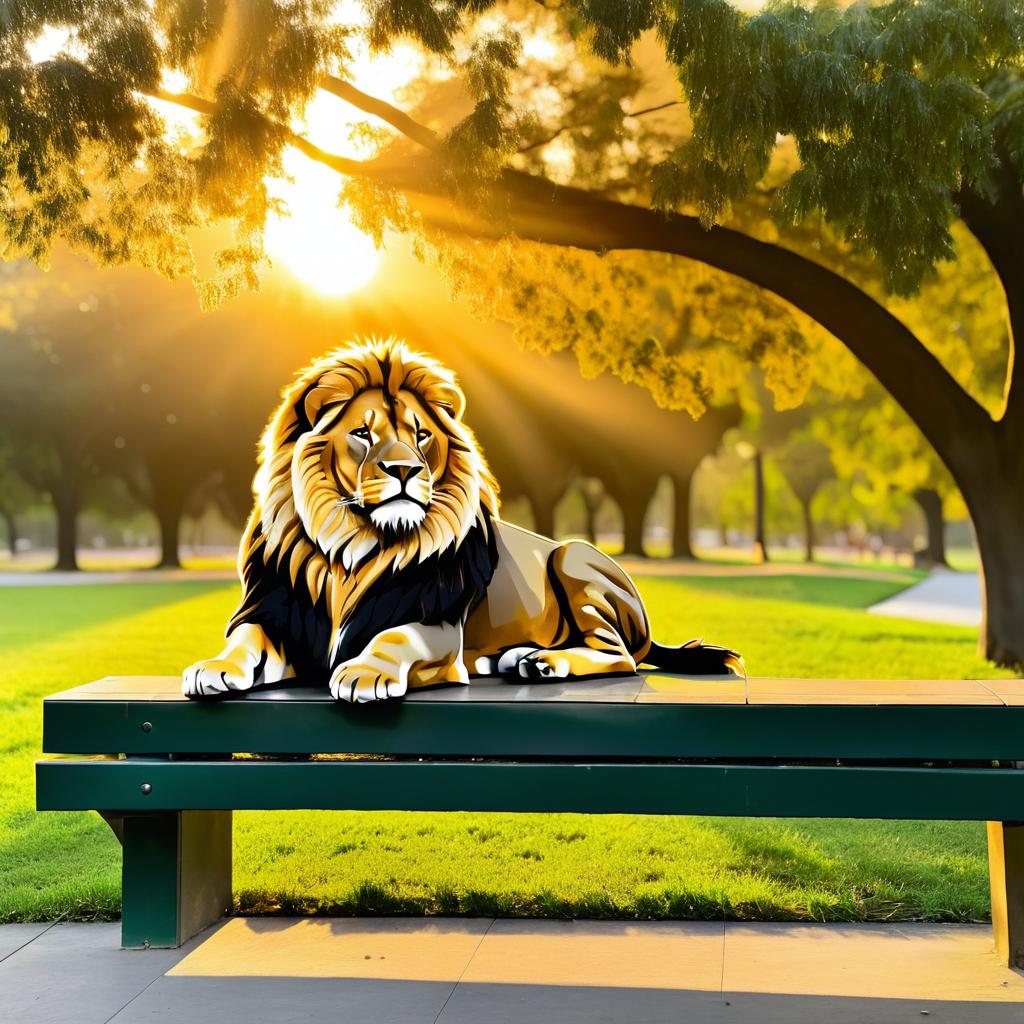 Majestic Lion Watching the Sunset