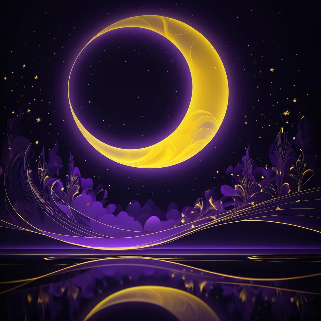 Dreamy Yellow Crescent Moon Art