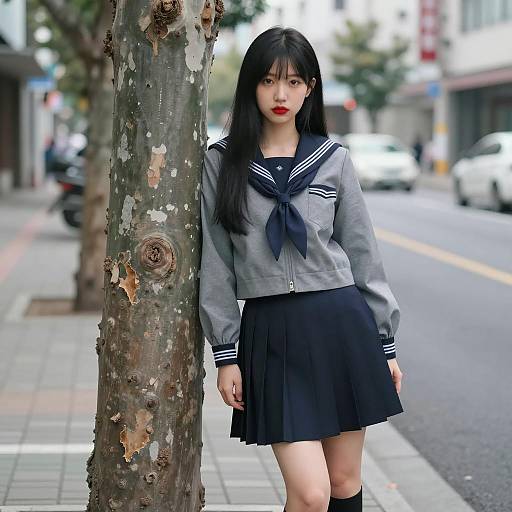 Urban Elegance: Japanese School Girl