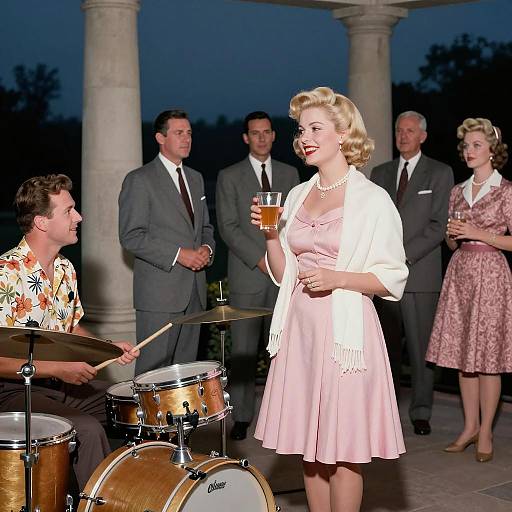 Vintage 1950s Party Scene in Photograph