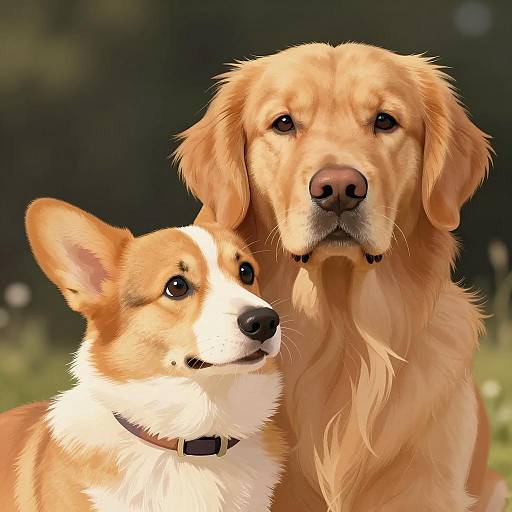 Heartwarming Dogs Embracing Illustration