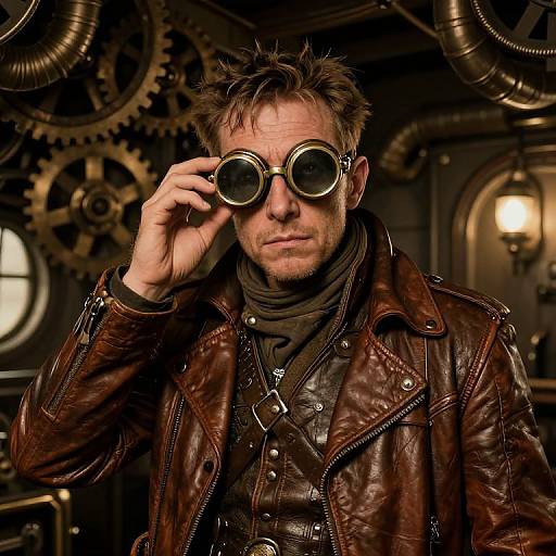 Steampunk Adventurer with Brass Goggles