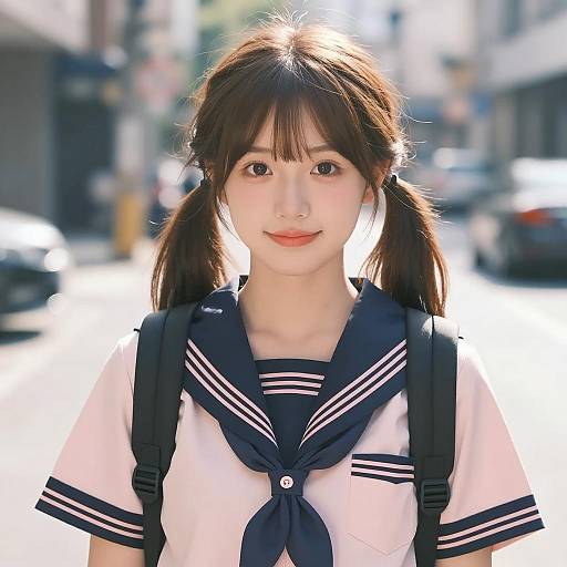 Charming Asian Schoolgirl in Uniform