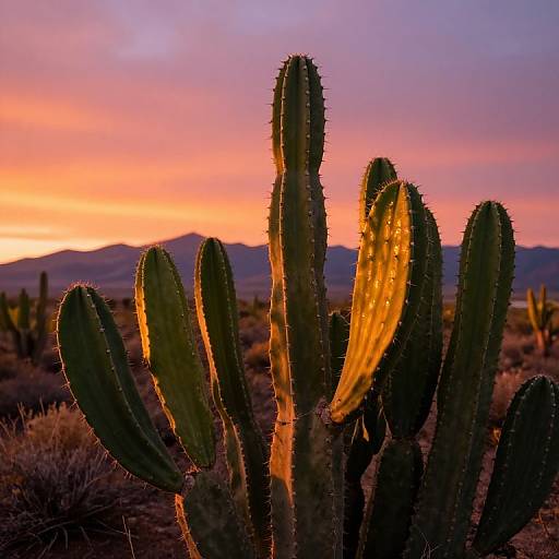 Nopales Cactus at Sunset Landscape