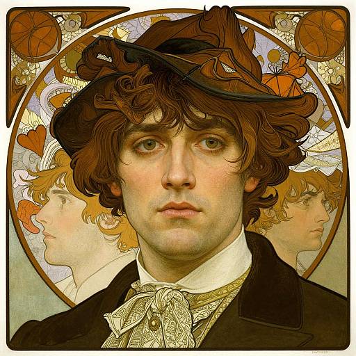 Realistic Irish Man Portrait in Art Nouveau