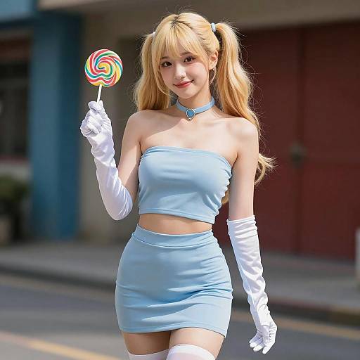 Young Woman with Lollipop Portrait