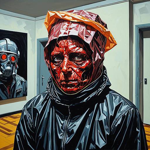 Grotesque Sci-Fi Portrait in Constructivist Exhibition