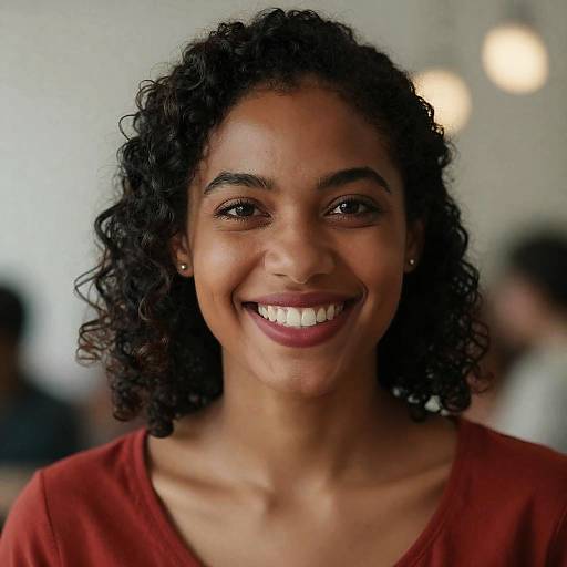 Smiling Woman with Curly Hair Portrait