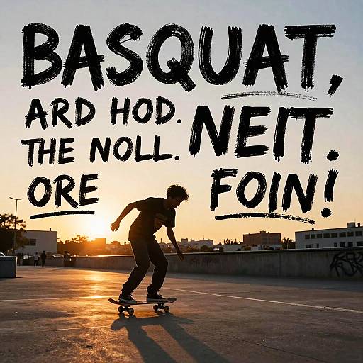 Basquiat-Inspired Urban Skateboarding Scene