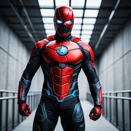 Male Superhero in Red and Black Atom Smasher Costume