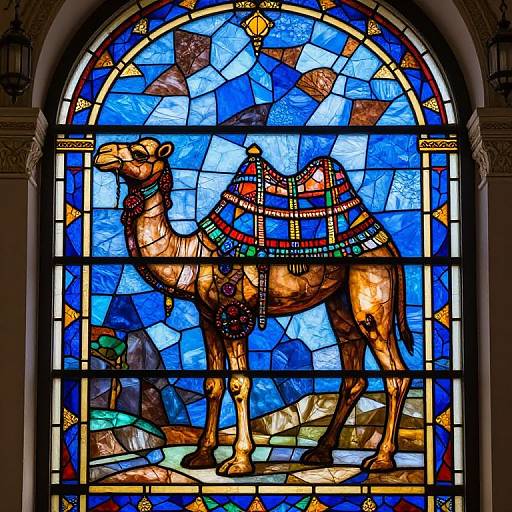 Intricate Stained Glass Camel Window