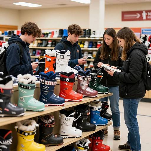 Students Exploring Colorful Winter Sports Footwear