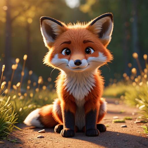 Cute Small Red Fox Pixar Character