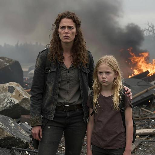 Post-Apocalyptic Duo in Gritty Landscape