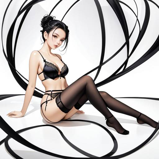 Elegant Lingerie Model in Serene Pose Elegant Lingerie Model in Serene Pose