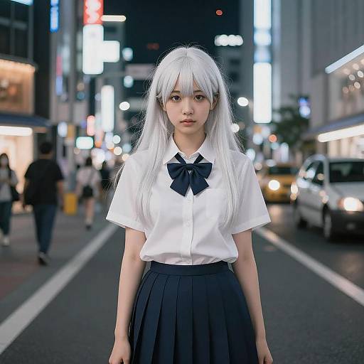 Stunning Cyberpunk Girl in Tokyo Night