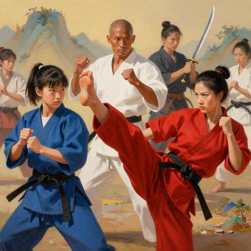 Dynamic Martial Arts Scene with Vibrant Colors