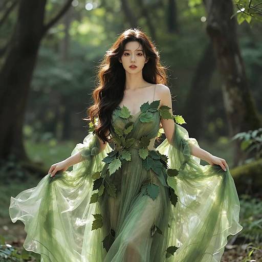 Ethereal Nature Woman in Forest