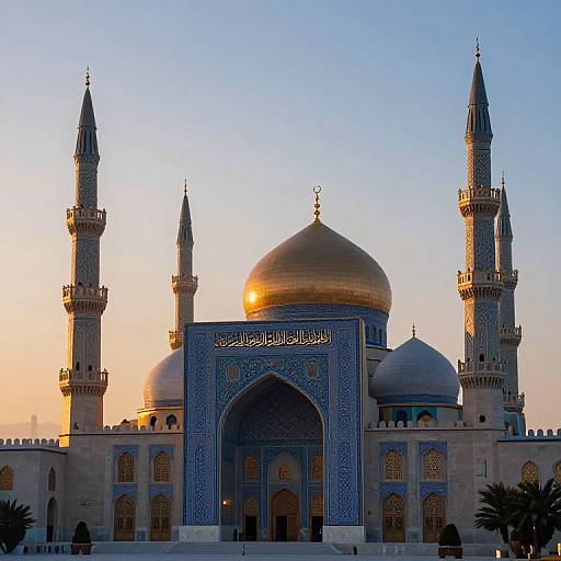 Serene Mosque Sunrise Illustration