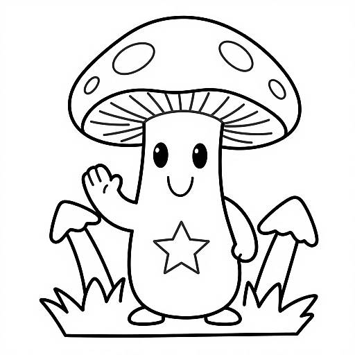 Magic Mushroom Superhero Coloring Page