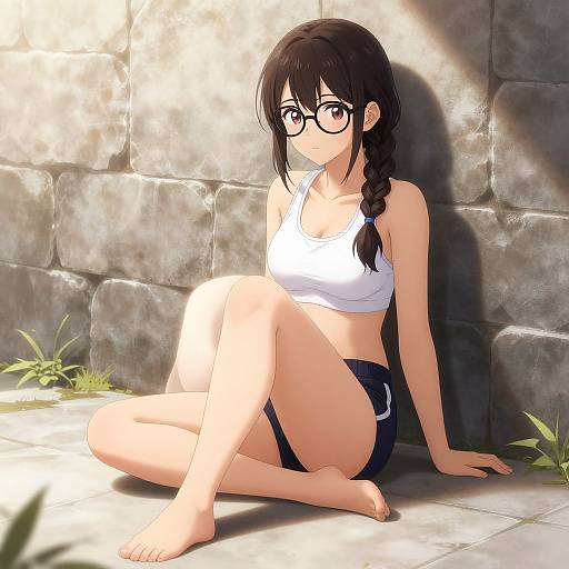 Anime Woman with Braided Hair in Sunlight