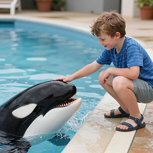 Child's Joyful Encounter with Orca