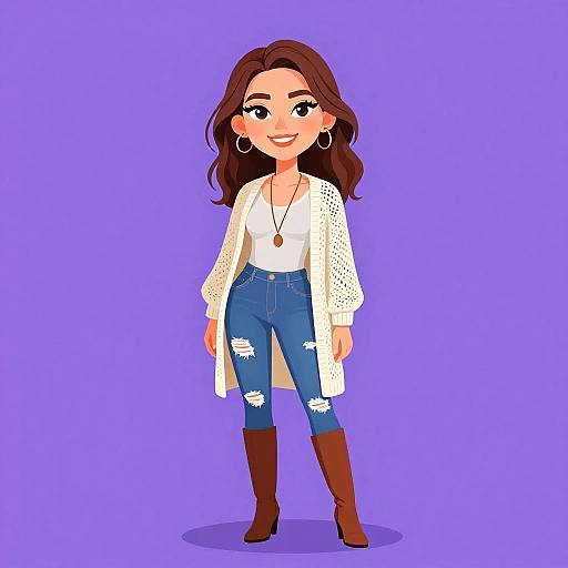 Smiling Woman in Casual Chic Outfit