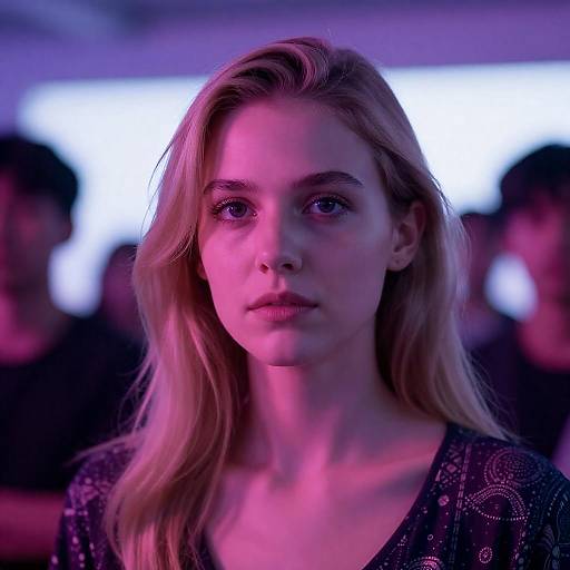 Neon Portrait: Blonde Woman in Pink