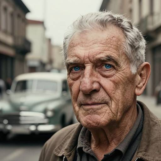 Elderly Man Double Exposure Portrait