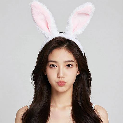 Realistic Cute Bunny Ears Portrait