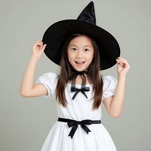 Girl in Witch Costume with Hat