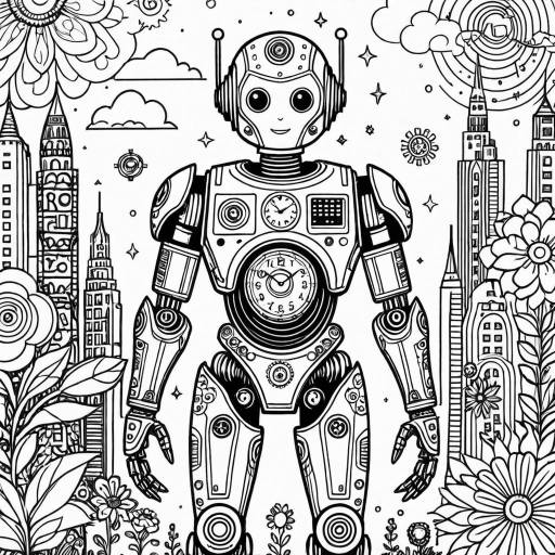 Psychedelic Robot Coloring Adventure