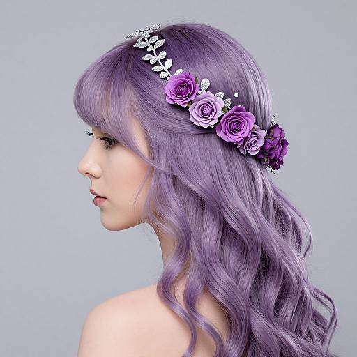 Elegant Woman with Lavender Hair Vine
