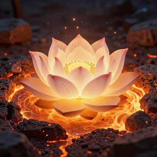 Luminous Lotus Amid Molten Earth