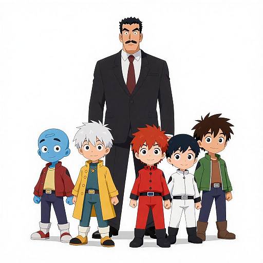 Anime Characters in Colorful Row Display